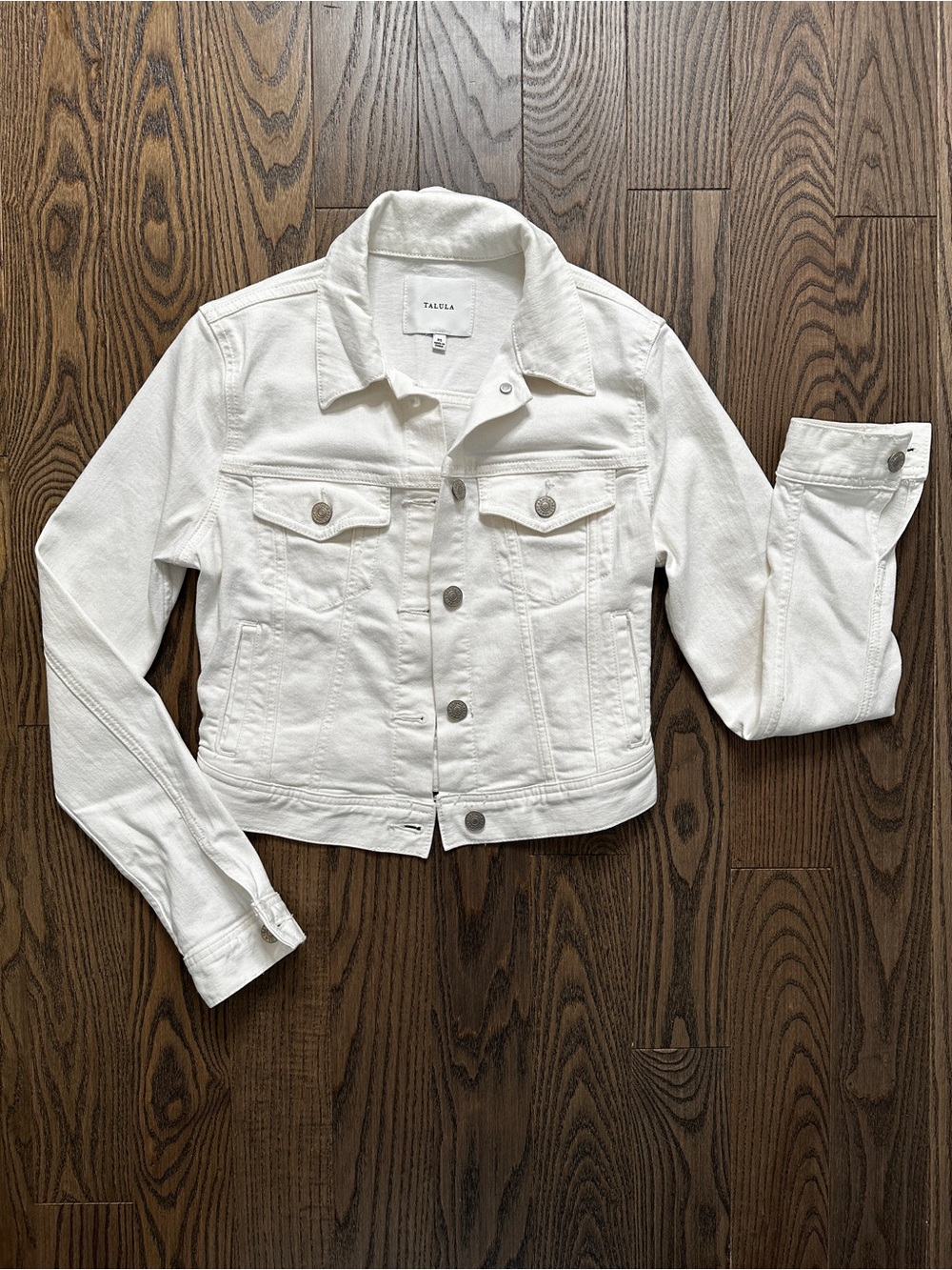 Talula White Cropped Denim Jacket